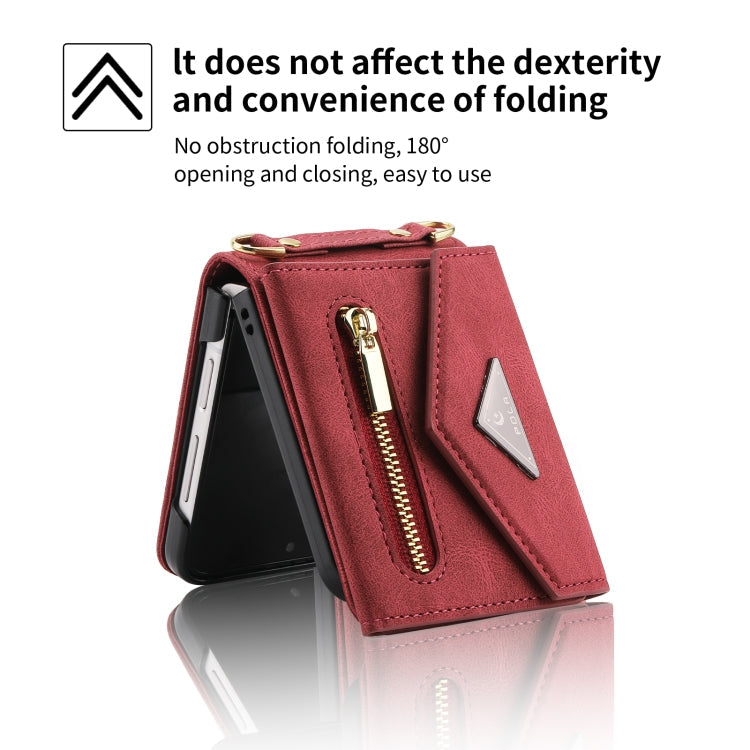 For Samsung Galaxy Z Flip4 POLA Skin Feel Multi-Card Slots Zipper Wallet Phone Case(Red)