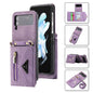 For Samsung Galaxy Z Flip3 POLA Skin Feel Multi-Card Slots Zipper Wallet Phone Case(Purple)