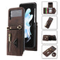 For Samsung Galaxy Z Flip3 POLA Skin Feel Multi-Card Slots Zipper Wallet Phone Case(Brown)