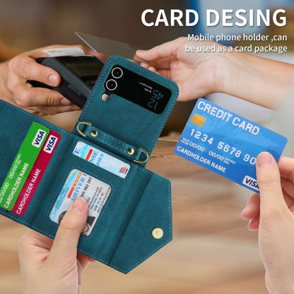 For Samsung Galaxy Z Flip3 POLA Skin Feel Multi-Card Slots Zipper Wallet Phone Case(Green)