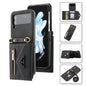 Pour Samsung Galaxy Z Flip3 POLA Étui de téléphone portefeuille à fermeture éclair multi-cartes avec sensation de peau (noir)