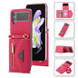 For Samsung Galaxy Z Flip4 POLA Grid Texture Multi-Card Slots Zipper Wallet Phone Case(Rose Red)