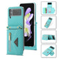 For Samsung Galaxy Z Flip3 5G POLA Grid Texture Multi-Card Slots Zipper Wallet Phone Case(Blue)