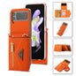 Pour Samsung Galaxy Z Flip3 5G Étui de téléphone à rabat avec texture quadrillée POLA, emplacements pour cartes multiples et fermeture éclair (orange)