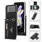 For Samsung Galaxy Z Flip3 5G POLA Grid Texture Multi-Card Slots Zipper Wallet Phone Case(Black)