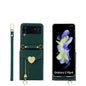 Pour Samsung Galaxy Z Flip3 5G Étui de téléphone portefeuille à fermeture éclair multi-cartes avec boucle d'amour et texture Litchi POLA (Vert)