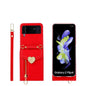For Samsung Galaxy Z Flip3 5G POLA Litchi Texture Love Buckle Multi-Card Slots Zipper Wallet Phone Case(Red)
