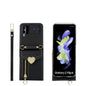 For Samsung Galaxy Z Flip3 5G POLA Litchi Texture Love Buckle Multi-Card Slots Zipper Wallet Phone Case(Black)