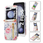 Pour Samsung Galaxy Z Flip5, étui portefeuille avec fermeture éclair et motifs roses POLA, emplacements pour cartes multiples (blanc)