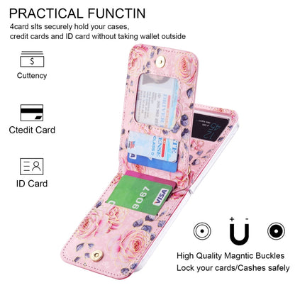For Samsung Galaxy Z Flip4 POLA Rose Pattern Multi-Card Slots Zipper Wallet Phone Case(Pink)