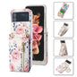 Pour étui de téléphone portefeuille à fermeture éclair multi-fentes pour cartes avec motif rose POLA pour Samsung Galaxy Z Flip3 5G (blanc)