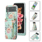 For Samsung Galaxy Z Flip3 5G POLA Rose Pattern Multi-Card Slots Zipper Wallet Phone Case(Cyan)