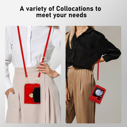 For Samsung Galaxy Z Flip5 POLA Color Block Love Buckle Multi-Card Slots Wallet Phone Case(Red)
