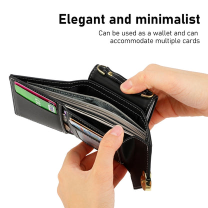 For Samsung Galaxy Z Flip5 POLA Color Block Love Buckle Multi-Card Slots Wallet Phone Case(Black)