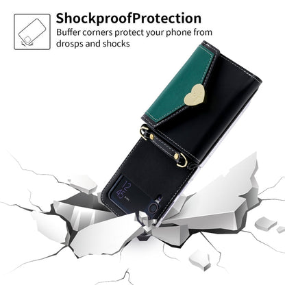 For Samsung Galaxy Z Flip4 POLA Color Block Love Buckle Multi-Card Slots Wallet Phone Case(Black)