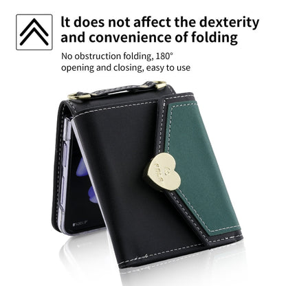 For Samsung Galaxy Z Flip4 POLA Color Block Love Buckle Multi-Card Slots Wallet Phone Case(Black)