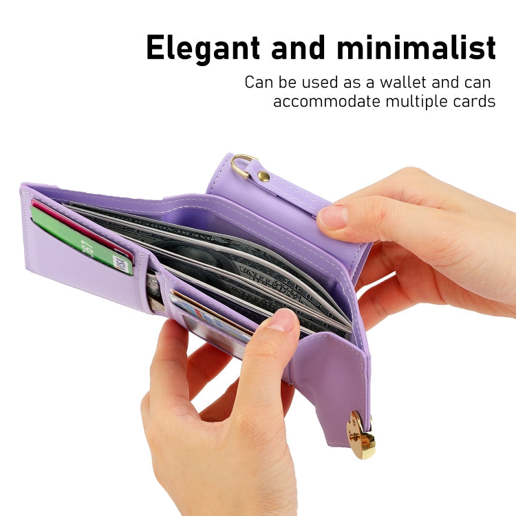 For Samsung Galaxy Z Flip3 5G POLA Color Block Love Buckle Multi-Card Slots Wallet Phone Case(Purple)