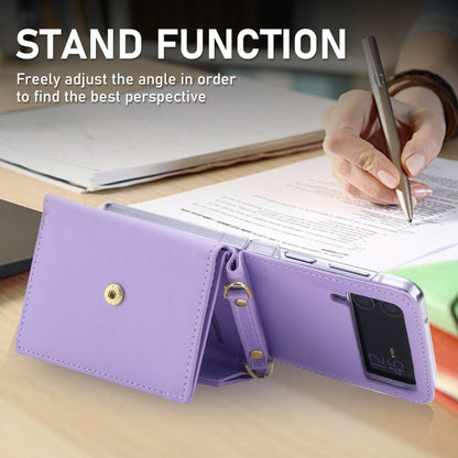 For Samsung Galaxy Z Flip3 5G POLA Color Block Love Buckle Multi-Card Slots Wallet Phone Case(Purple)