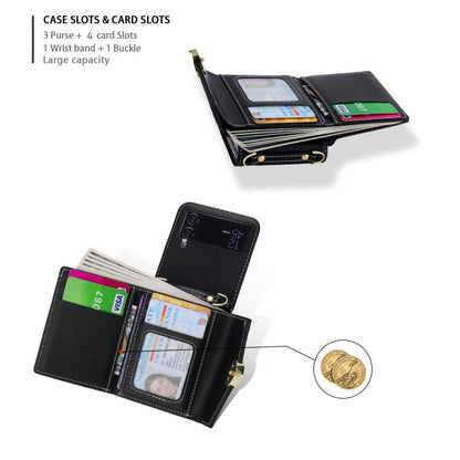 For Samsung Galaxy Z Flip3 5G POLA Color Block Love Buckle Multi-Card Slots Wallet Phone Case(Black)