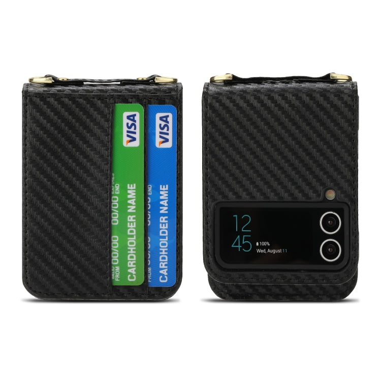 For Samsung Galaxy Z Flip4 POLA Light Luxury Card Slots Leather Phone Case(Black)