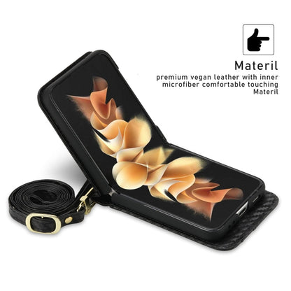 For Samsung Galaxy Z Flip4 POLA Light Luxury Card Slots Leather Phone Case(Black)
