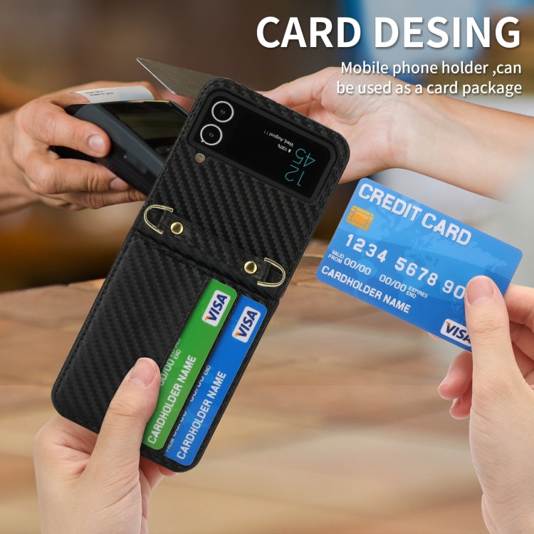 For Samsung Galaxy Z Flip4 POLA Light Luxury Card Slots Leather Phone Case(Black)