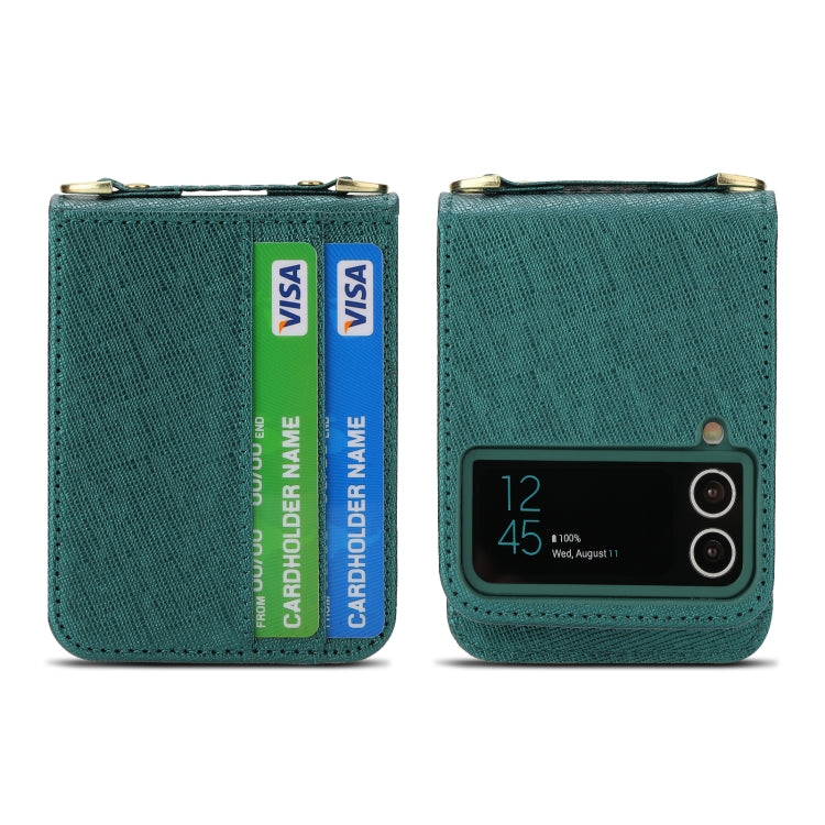 For Samsung Galaxy Z Flip4 POLA Light Luxury Card Slots Leather Phone Case(Green)