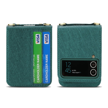 For Samsung Galaxy Z Flip4 POLA Light Luxury Card Slots Leather Phone Case(Green)