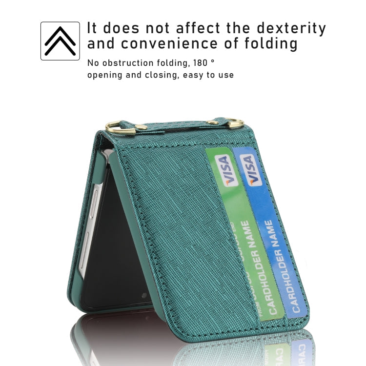 For Samsung Galaxy Z Flip4 POLA Light Luxury Card Slots Leather Phone Case(Green)