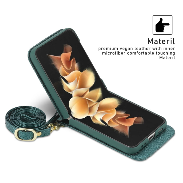 For Samsung Galaxy Z Flip4 POLA Light Luxury Card Slots Leather Phone Case(Green)