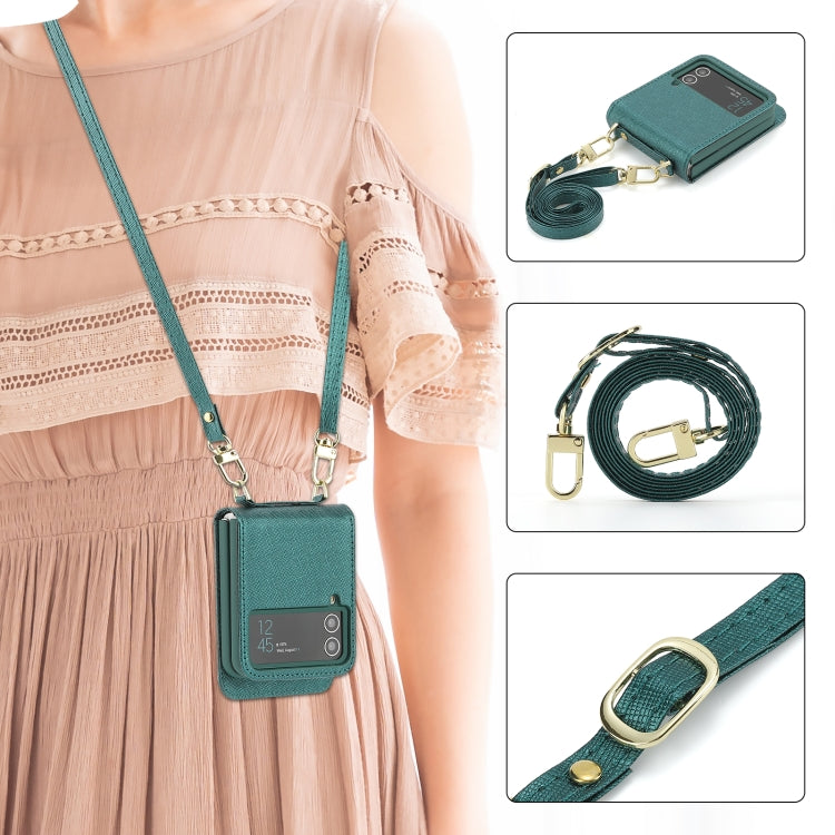 For Samsung Galaxy Z Flip4 POLA Light Luxury Card Slots Leather Phone Case(Green)