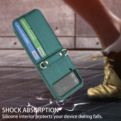 For Samsung Galaxy Z Flip4 POLA Light Luxury Card Slots Leather Phone Case(Green)