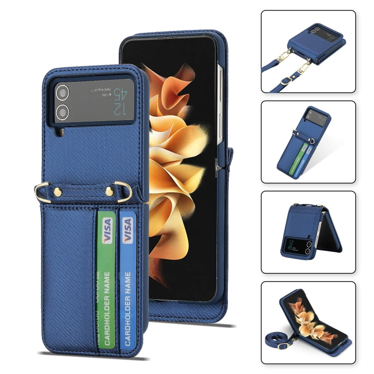 For Samsung Galaxy Z Flip4 POLA Light Luxury Card Slots Leather Phone Case(Blue)