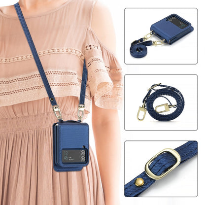 For Samsung Galaxy Z Flip4 POLA Light Luxury Card Slots Leather Phone Case(Blue)