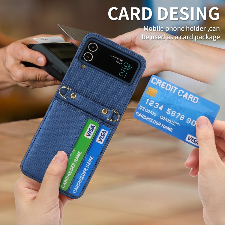 For Samsung Galaxy Z Flip4 POLA Light Luxury Card Slots Leather Phone Case(Blue)