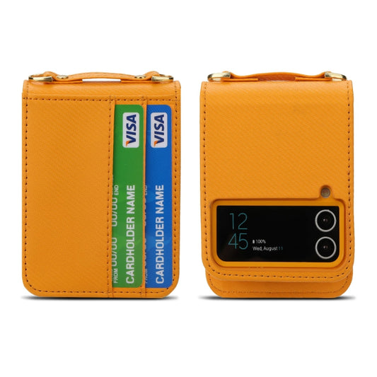For Samsung Galaxy Z Flip4 POLA Light Luxury Card Slots Leather Phone Case(Yellow)