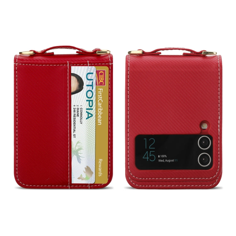 For Samsung Galaxy Z Flip4 POLA Light Luxury Card Slots Leather Phone Case(Red)