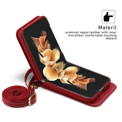 For Samsung Galaxy Z Flip4 POLA Light Luxury Card Slots Leather Phone Case(Red)