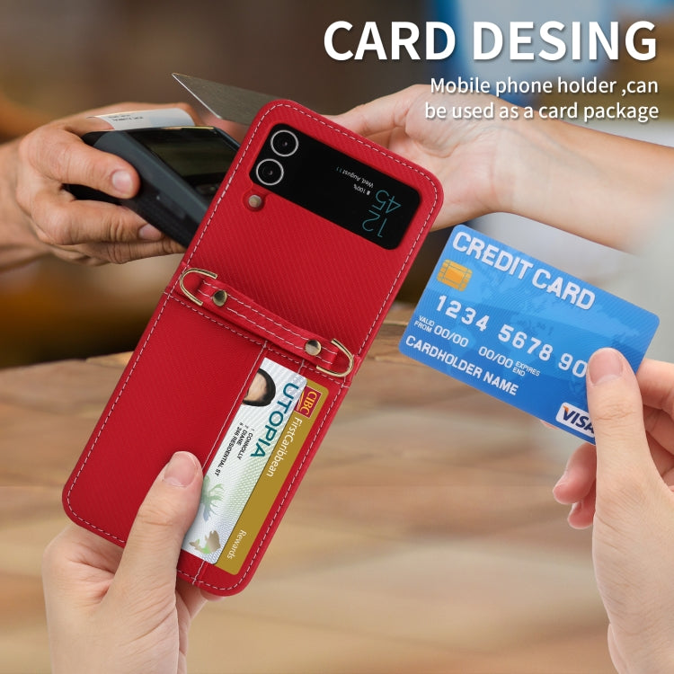 For Samsung Galaxy Z Flip4 POLA Light Luxury Card Slots Leather Phone Case(Red)