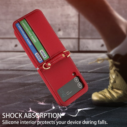 For Samsung Galaxy Z Flip4 POLA Light Luxury Card Slots Leather Phone Case(Red)