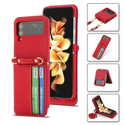 For Samsung Galaxy Z Flip4 POLA Light Luxury Card Slots Leather Phone Case(Red)