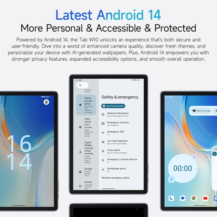 [HK Warehouse] Ulefone Tab W10 WiFi Tablet PC Gift Pack Version, 4GB+128GB, 10.1 inch Android 14 Unisoc T606 Octa Core, EU Plug(Space Gray)
