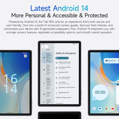 [HK Warehouse] Ulefone Tab W10 WiFi Tablet PC Gift Pack Version, 4GB+128GB, 10.1 inch Android 14 Unisoc T606 Octa Core, EU Plug(Space Gray)