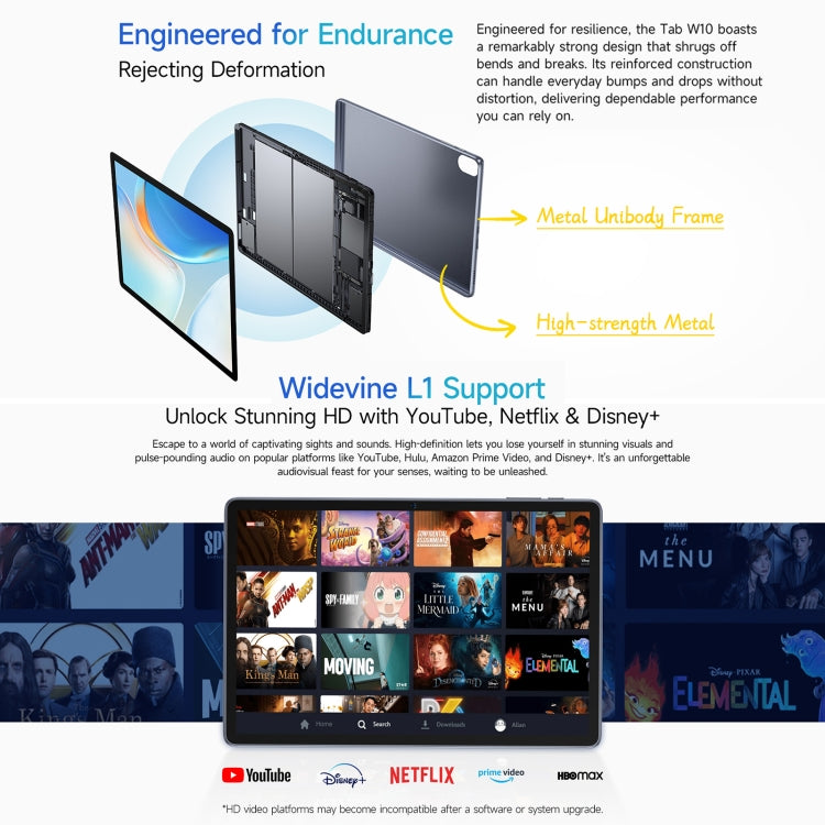 [HK Warehouse] Ulefone Tab W10 WiFi Tablet PC Gift Pack Version, 4GB+128GB, 10.1 inch Android 14 Unisoc T606 Octa Core, EU Plug(Space Gray)