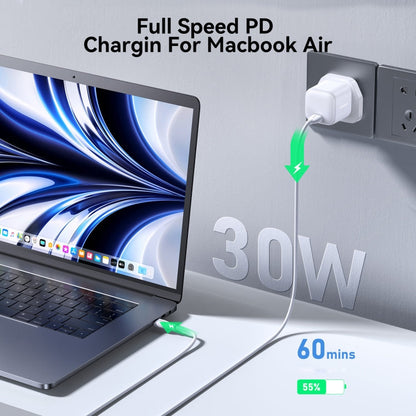 JOYROOM JR-TCG15 30W GaN USB-C / Type-C Port Mini Charger, Plug:UK Plug(White)