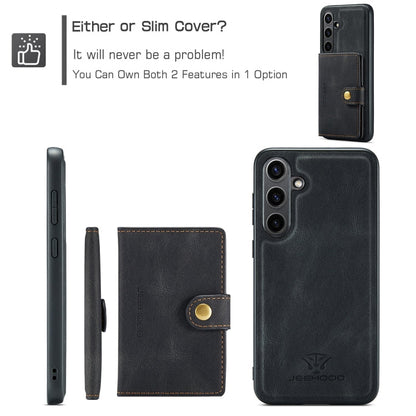 For Samsung Galaxy S24 FE 5G JEEHOOD J01 Retro Magnetic Detachable Wallet Phone Case(Black)