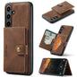 Pour Samsung Galaxy S24 FE 5G JEEHOOD J01 Étui Portefeuille Téléphone Rétro Magnétique Détachable (Marron)
