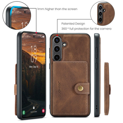Pour Samsung Galaxy S24 FE 5G JEEHOOD J01 Étui Portefeuille Téléphone Rétro Magnétique Détachable (Marron)