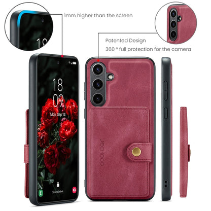 For Samsung Galaxy S24 FE 5G JEEHOOD J01 Retro Magnetic Detachable Wallet Phone Case(Red)