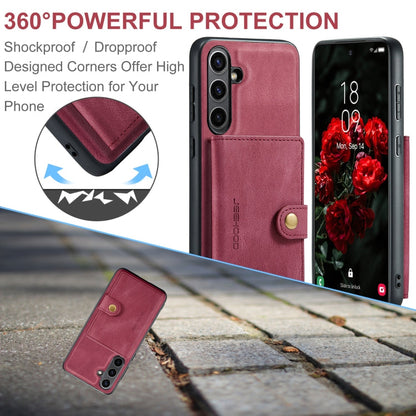 For Samsung Galaxy S24 FE 5G JEEHOOD J01 Retro Magnetic Detachable Wallet Phone Case(Red)